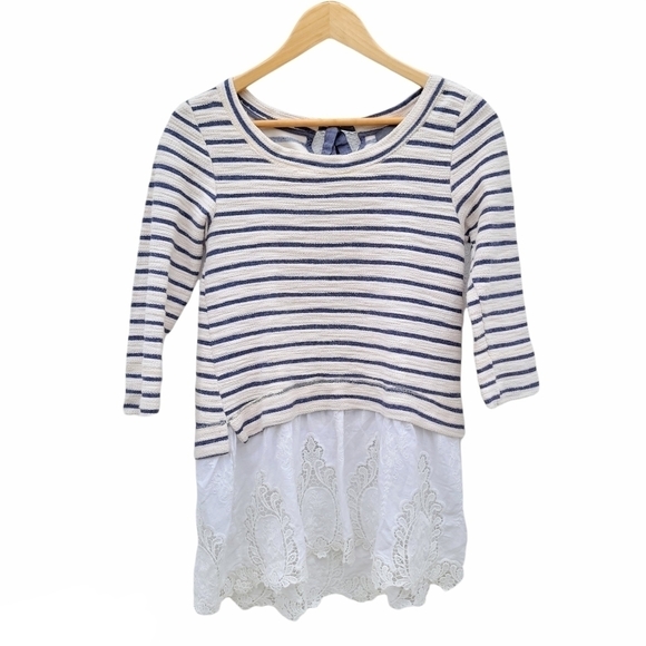 Anthropologie Tops - Anthro Sunday in Brooklyn Stripe Lace Hem Blouse
